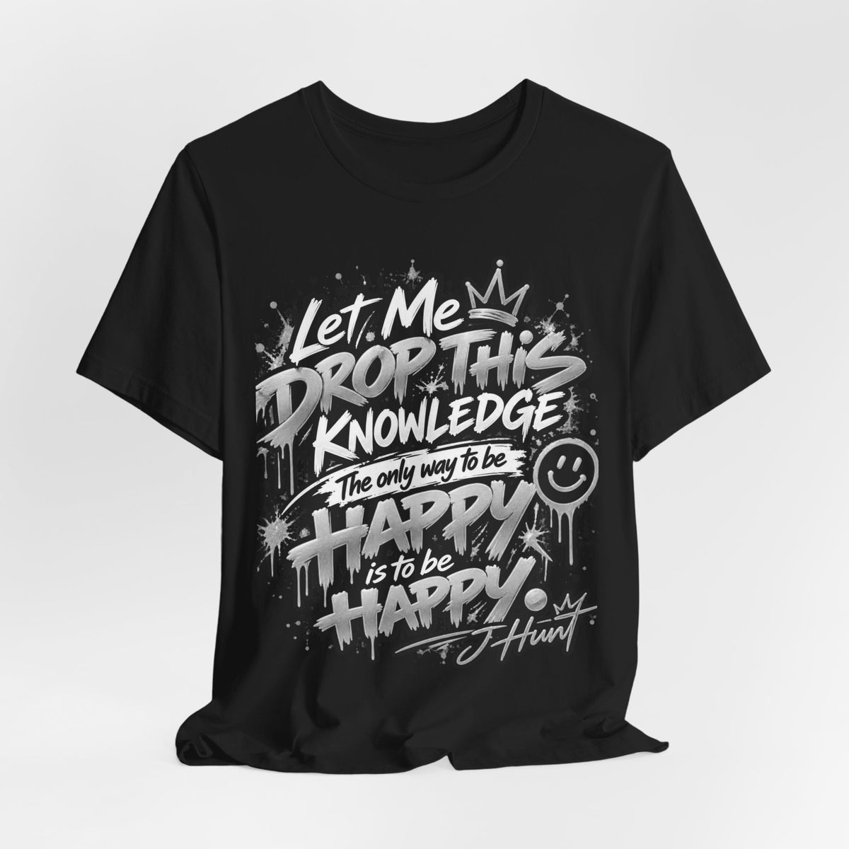 J Hunt | HAPPY Graffiti Signature Tee Silver Edition